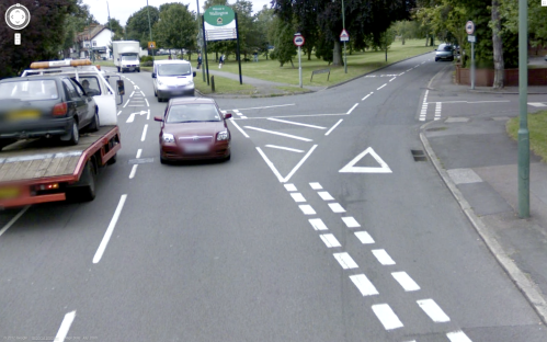 Sandy Lane South in 2008 on Google Street View, showing dangerous junction design
