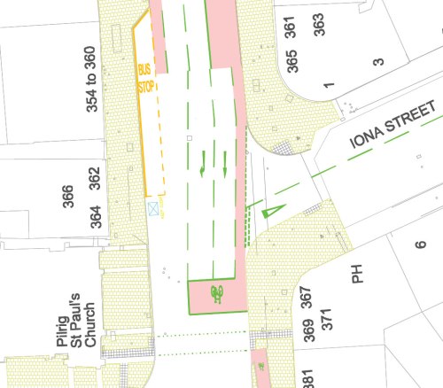 A section of the new Leith Walk design which doesn't even have a cycle lane for north-bound bike riders