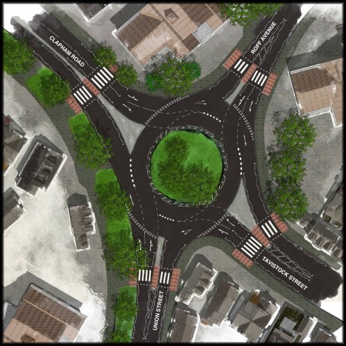 Aerial-view design of Bedford's turbo roundabout